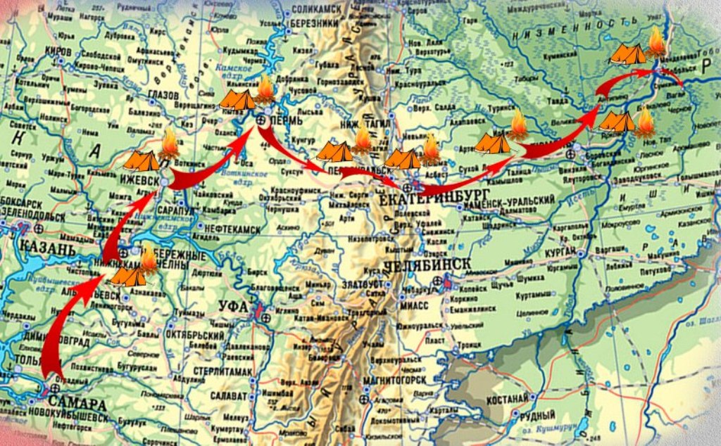 Карта сибирский поход ермака