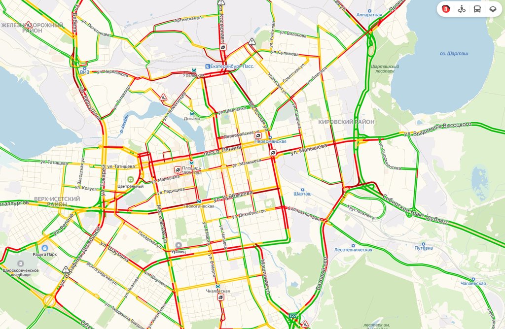 Карта екатеринбурга где пробки