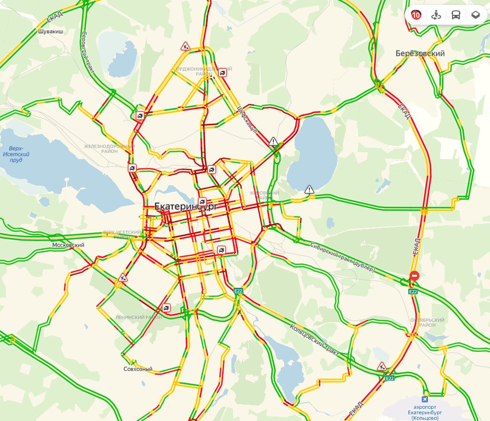 Карта пробки в екатеринбурге