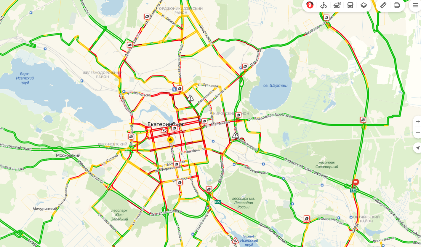 Пробки в реальном времени екатеринбург. Пробки 10 баллов Екатеринбург. Яндекс пробки. Пробка ЕКАД. Карта пробок Екатеринбург.