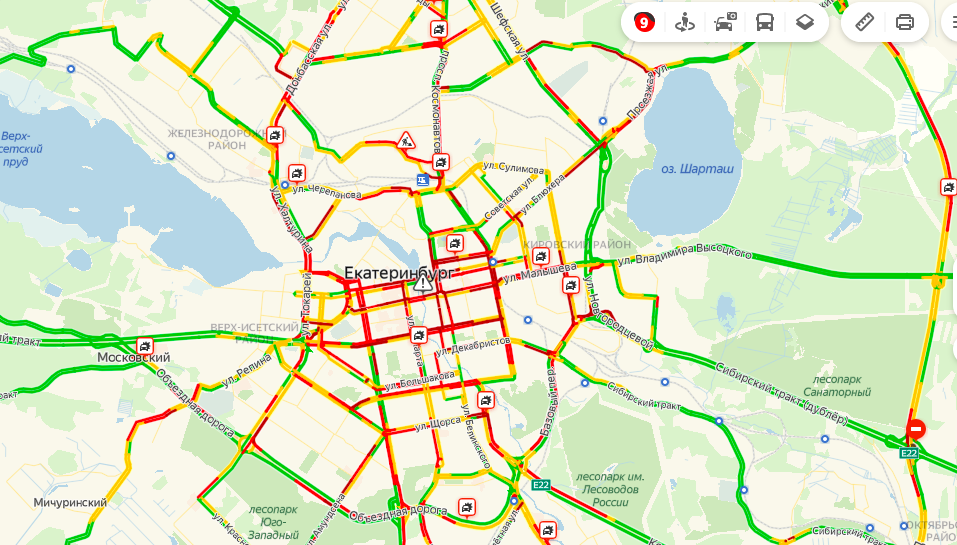 Карта екатеринбурга где пробки