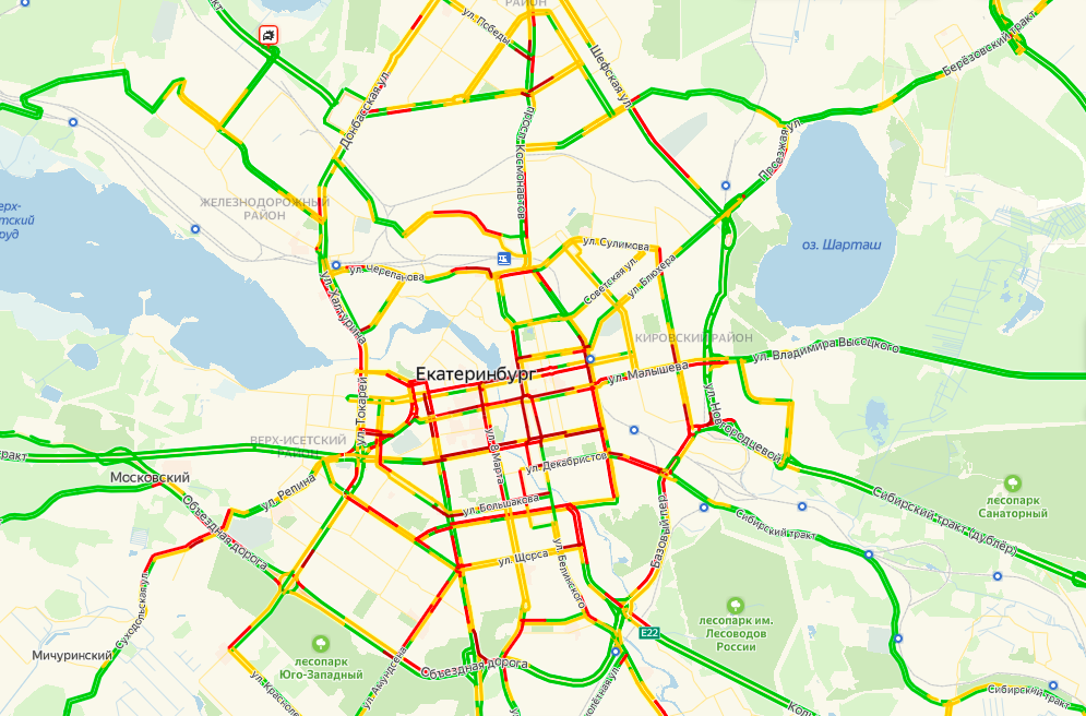 Время пробок екатеринбург. Пробки ЕКБ на карте. Карта дорог Екатеринбурга.