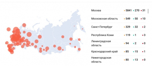 В России число зараженных коронавирусом достигло 8 672