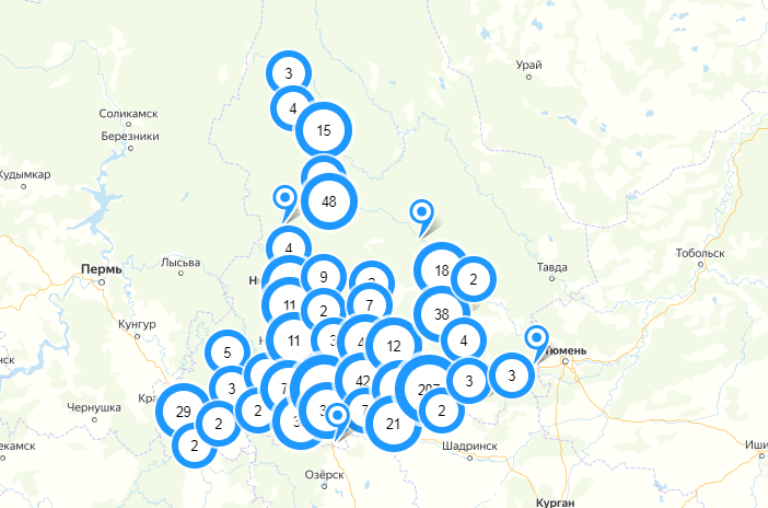 Роспотребнадзор обновил карту распространения Covid-19 по Свердловской области
