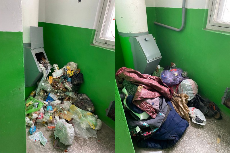 В Верхней Пышме жильцы дома на Машиностроителей выбрасывают мусор в подъезде